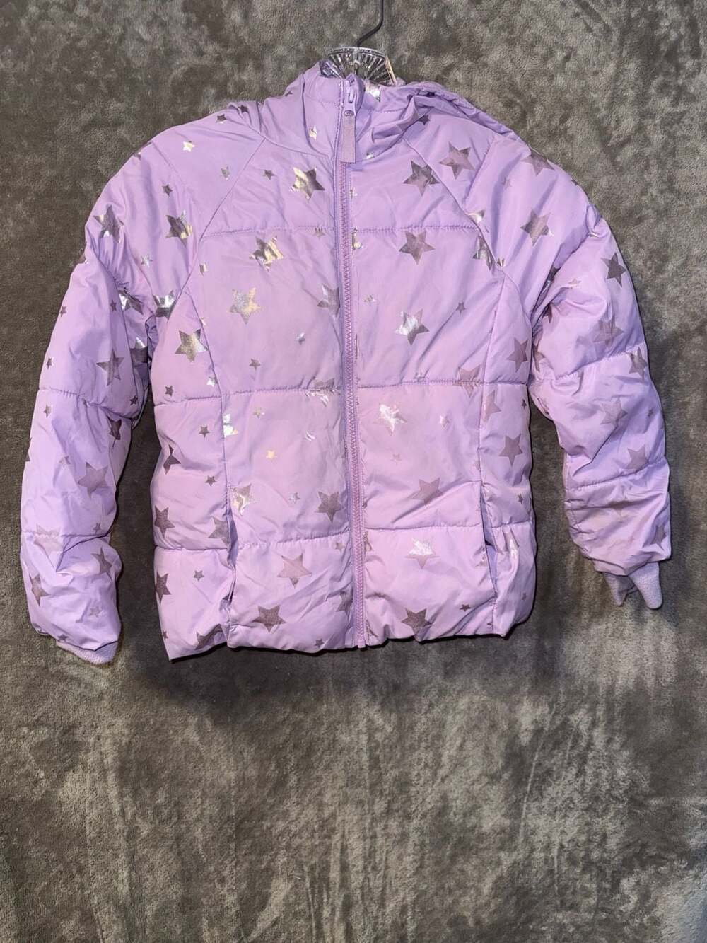 Swiss Tech Girls Lavender Puffer Jacket with Silver Stars